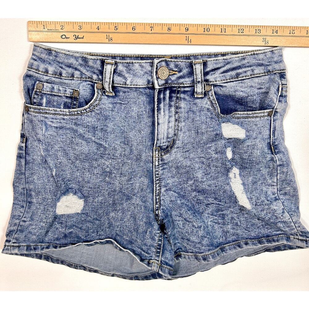 Distressed Denim Curvy Fit Boho Festival Summer Shorts Women Size 9
